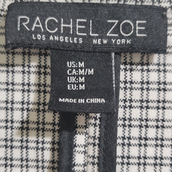 Rachel Zoe Retro Mid-Length Plaid Open Front Blazer Size Med Ruched Sleeve 80's - Picture 8 of 10